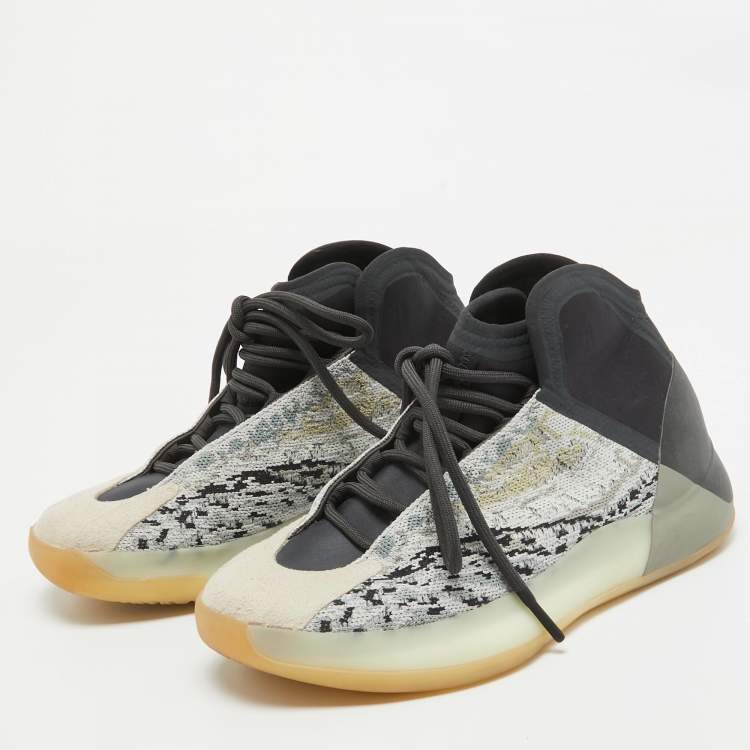 Pre Owned Yeezy x Adidas Multicolor Knit and Fabric QNTM Sea Teal Sneakers Size 39 1/3