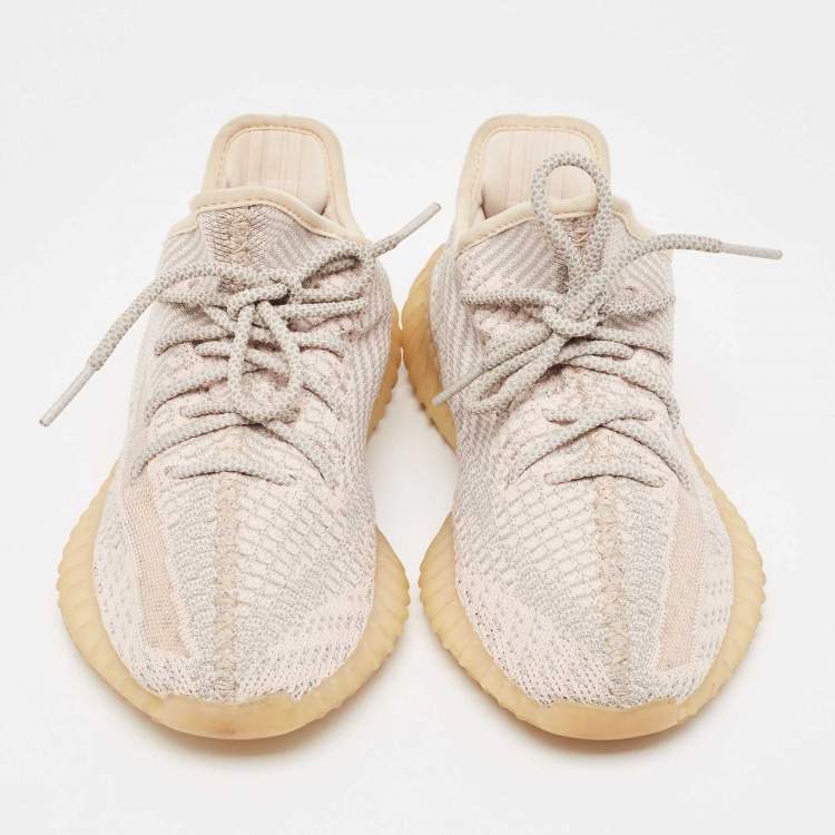 Pre Owned Yeezy x Adidas Pink Knit Fabric Boost 350 V2 Synth Non Reflective Sneakers Size 39 1/3