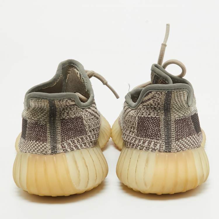 Pre Owned Yeezy x Adidas Brown/White Knit Fabric Boost 350 V2 Zyon Sneakers Size 39 1/3 