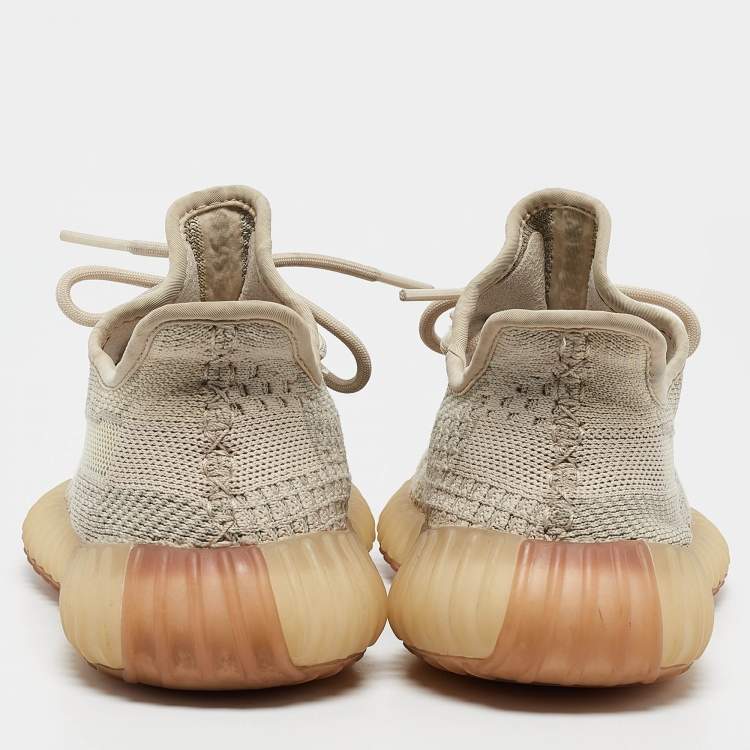 Pre Owned Yeezy x Adidas Beige/Grey Knit Fabric Boost 350 V2 Static Sneakers Size 39 1/3