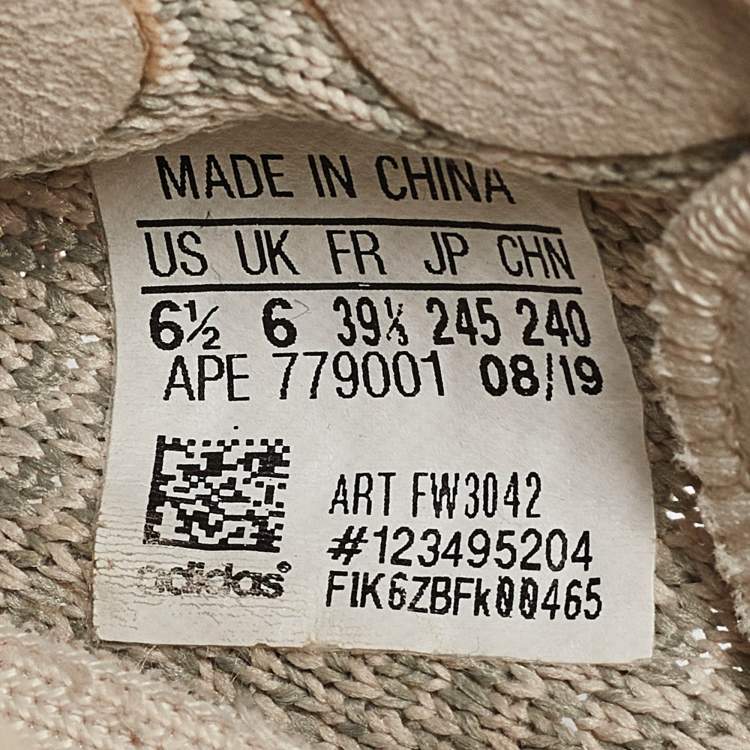 Pre Owned Yeezy x Adidas Beige/Grey Knit Fabric Boost 350 V2 Static Sneakers Size 39 1/3