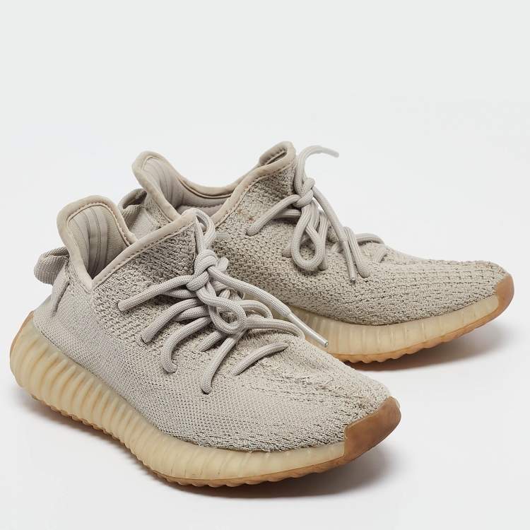 مملوكة مسبقًا Yeezy x adidas Grey Knit Fabric Boost 350 V2 Sesame Sneakers Size 36