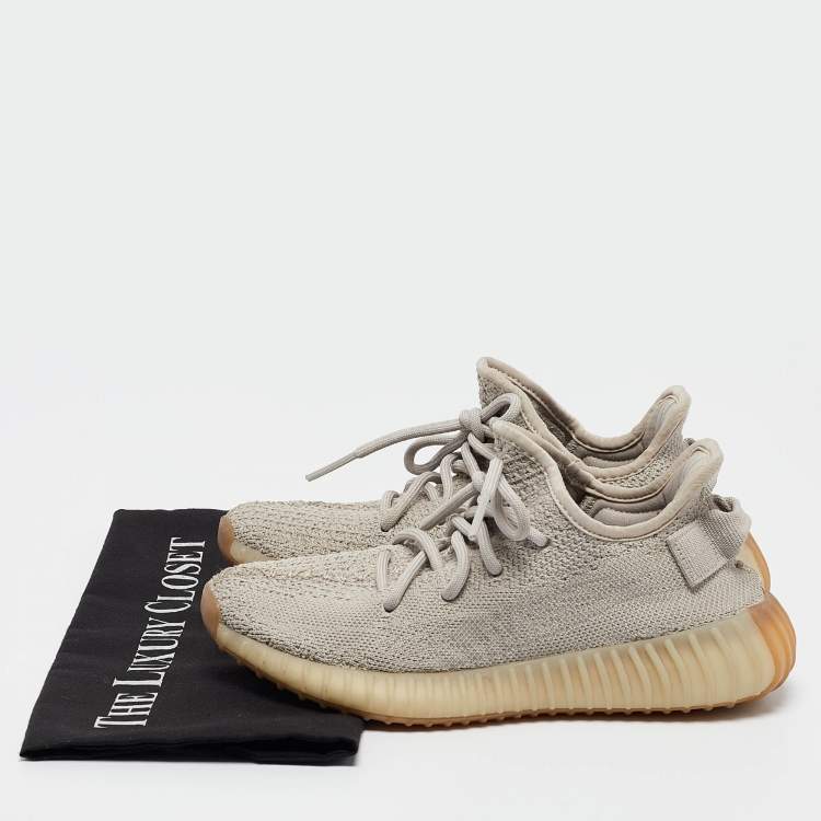 مملوكة مسبقًا Yeezy x adidas Grey Knit Fabric Boost 350 V2 Sesame Sneakers Size 36