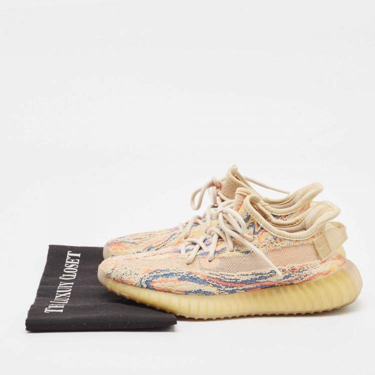 Pre Owned Yeezy x Adidas Multicolor Knit Fabric Boost 350 V2 MX Oat Sneakers Size 38 2/3