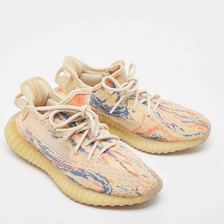 Pre Owned Yeezy x Adidas Multicolor Knit Fabric Boost 350 V2 MX Oat Sneakers Size 38 2/3