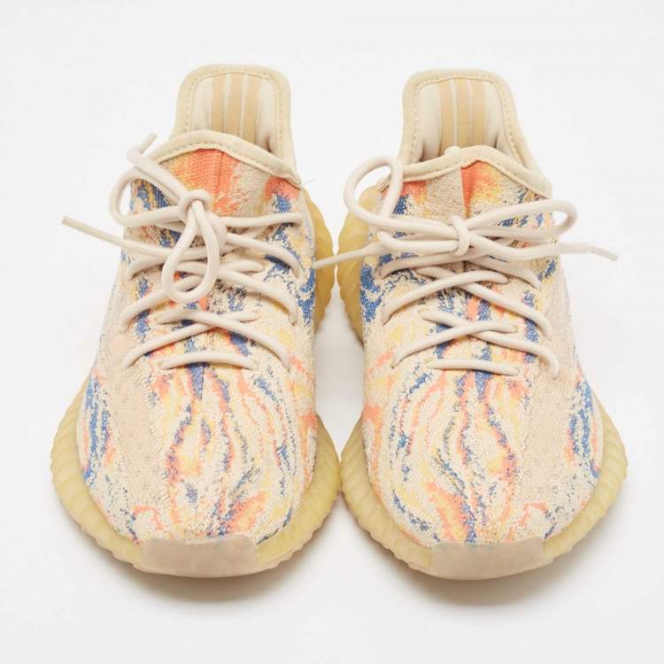 Pre Owned Yeezy x Adidas Multicolor Knit Fabric Boost 350 V2 MX Oat Sneakers Size 38 2/3
