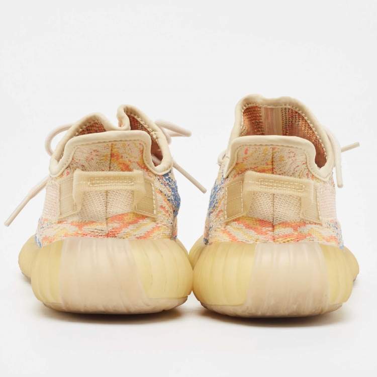 Pre Owned Yeezy x Adidas Multicolor Knit Fabric Boost 350 V2 MX Oat Sneakers Size 38 2/3