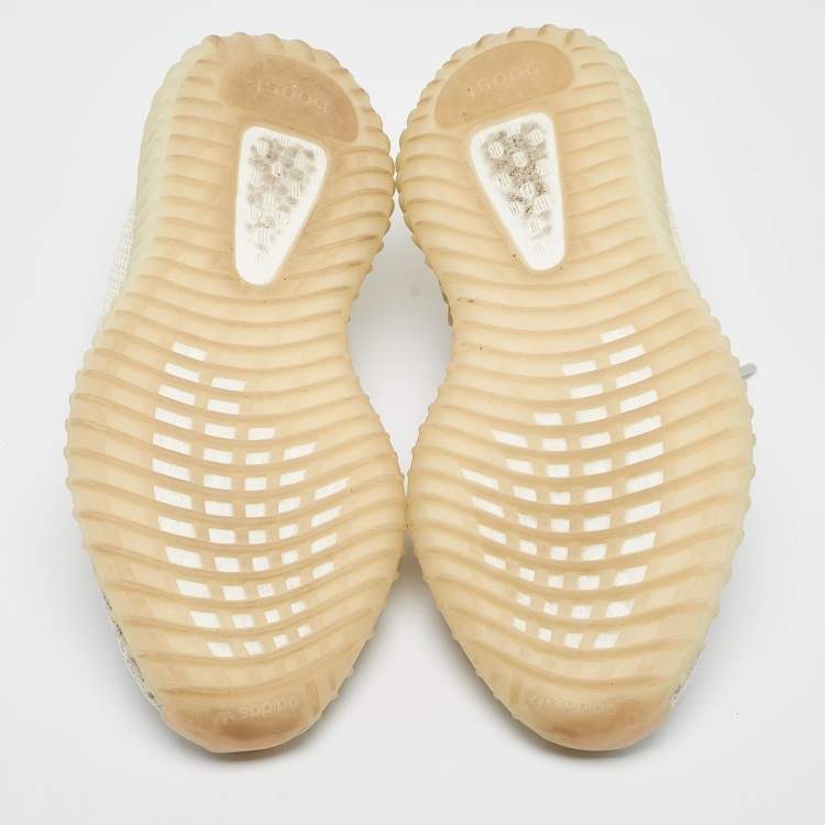 مملوكة مسبقًا Yeezy x Adidas Off White Knit Fabric Boost 350 V2 Light Sneakers Size 41 1/3