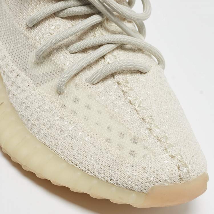 مملوكة مسبقًا Yeezy x Adidas Off White Knit Fabric Boost 350 V2 Light Sneakers Size 41 1/3