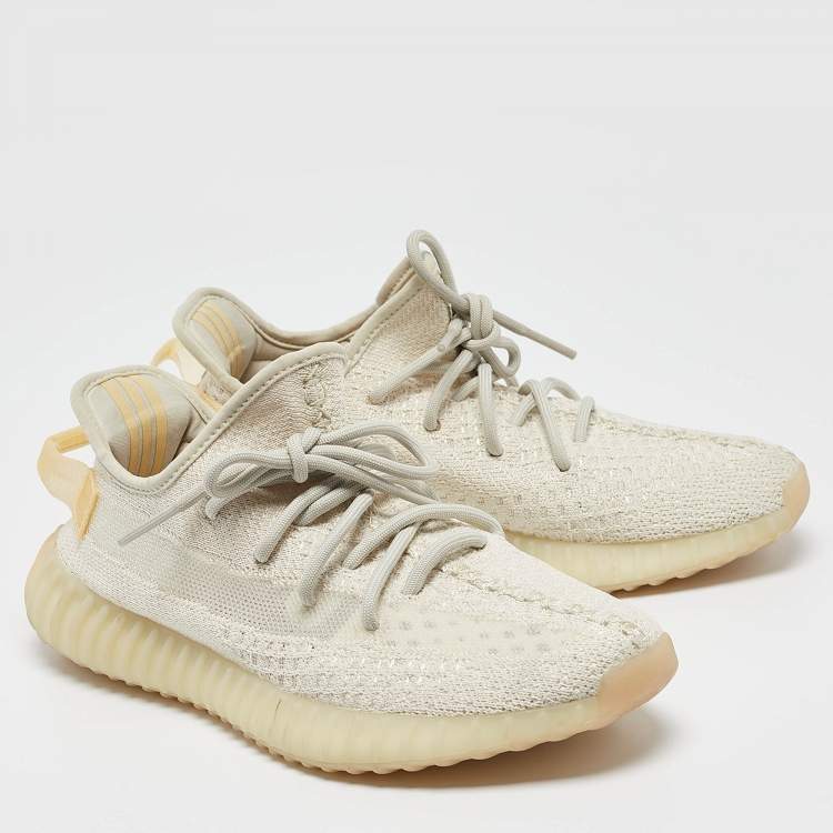 مملوكة مسبقًا Yeezy x Adidas Off White Knit Fabric Boost 350 V2 Light Sneakers Size 41 1/3