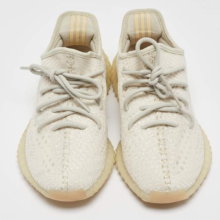 مملوكة مسبقًا Yeezy x Adidas Off White Knit Fabric Boost 350 V2 Light Sneakers Size 41 1/3