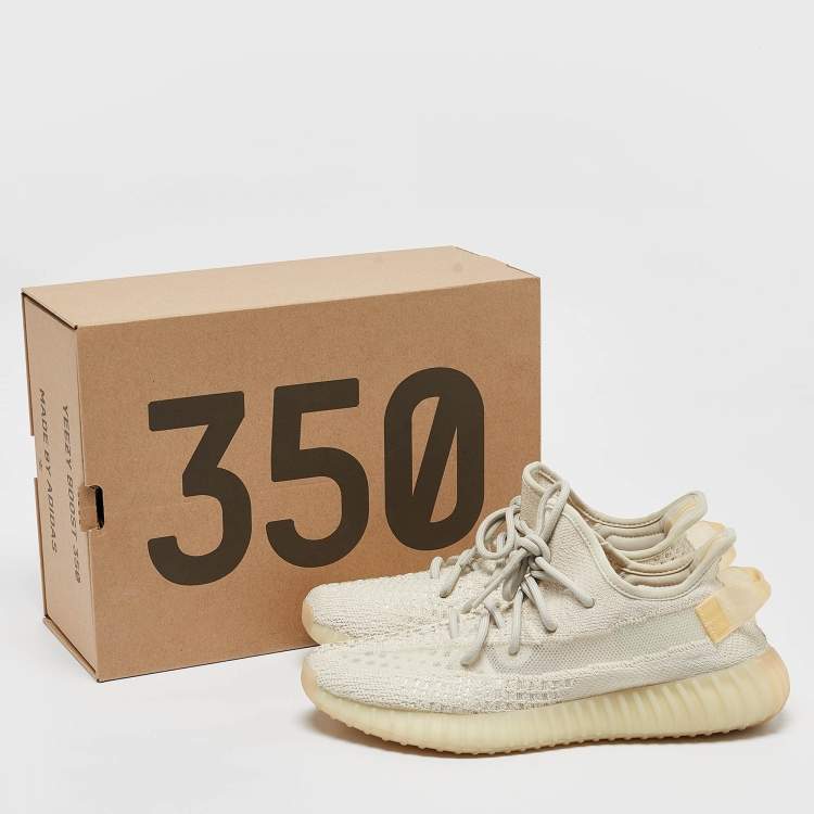 مملوكة مسبقًا Yeezy x Adidas Off White Knit Fabric Boost 350 V2 Light Sneakers Size 41 1/3