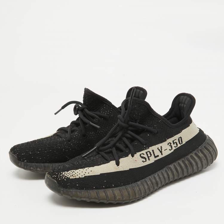 مملوكة مسبقًا Yeezy x Adidas Black/White Knit Fabric Boost 350 V2  Sneakers Size 40 2/3