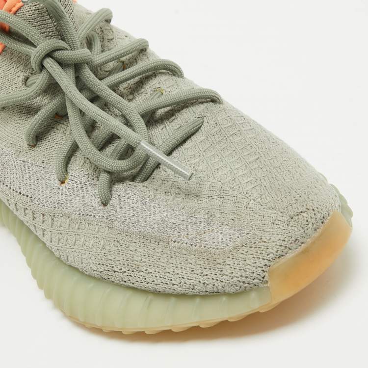 مملوكة مسبقًا Yeezy x Adidas Grey/Green Knit Fabric Boost 350 V2 Desert Sage Sneakers Size 36 2/3
