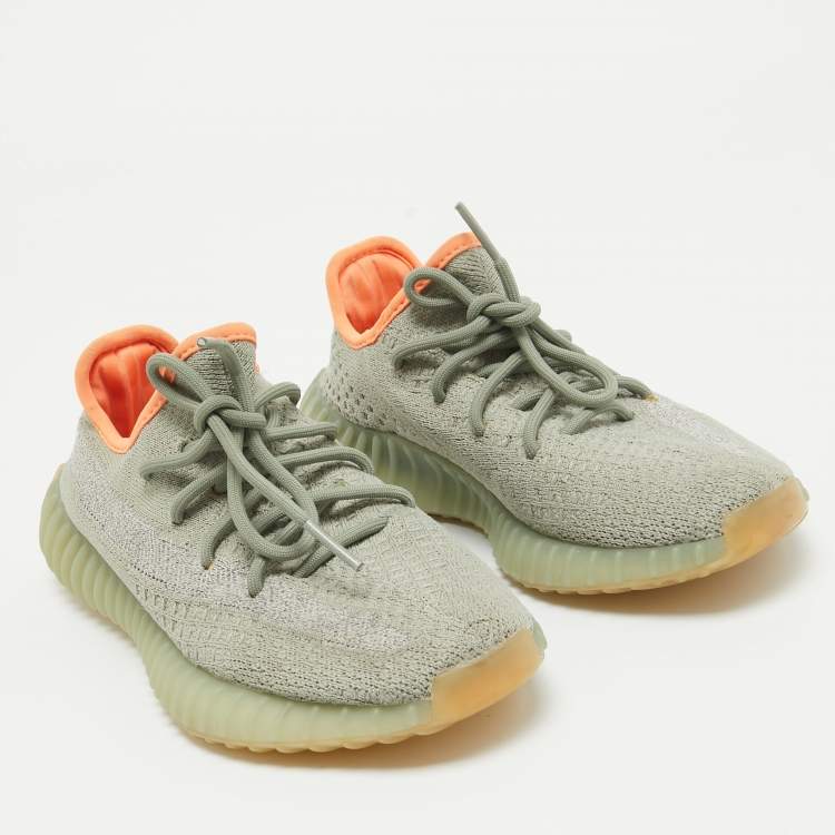 مملوكة مسبقًا Yeezy x Adidas Grey/Green Knit Fabric Boost 350 V2 Desert Sage Sneakers Size 36 2/3