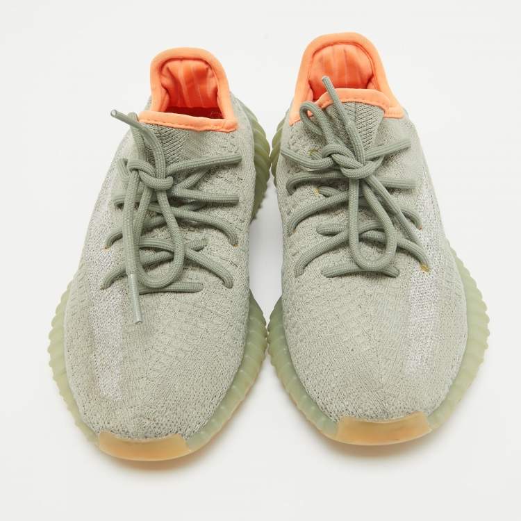 مملوكة مسبقًا Yeezy x Adidas Grey/Green Knit Fabric Boost 350 V2 Desert Sage Sneakers Size 36 2/3