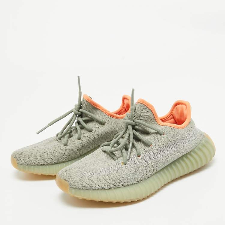 مملوكة مسبقًا Yeezy x Adidas Grey/Green Knit Fabric Boost 350 V2 Desert Sage Sneakers Size 36 2/3