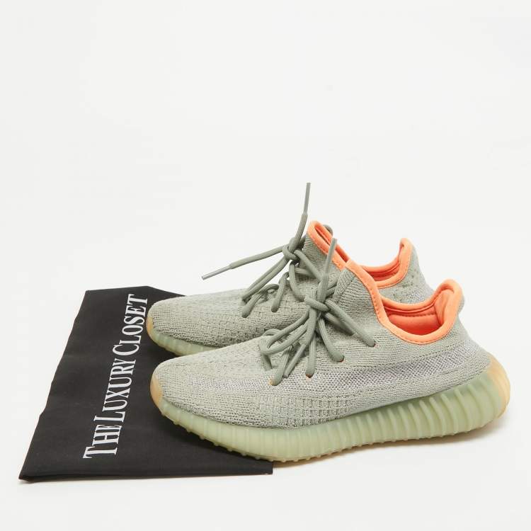 مملوكة مسبقًا Yeezy x Adidas Grey/Green Knit Fabric Boost 350 V2 Desert Sage Sneakers Size 36 2/3