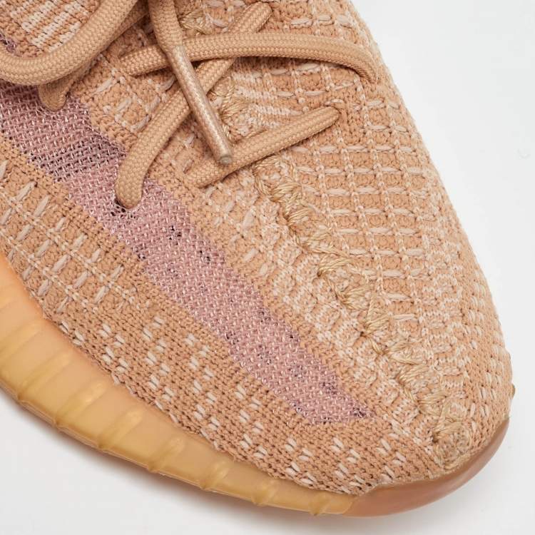 Pre Owned Yeezy x Adidas Orange Knit Fabric Boost 350 V2 Clay Sneakers Size 36