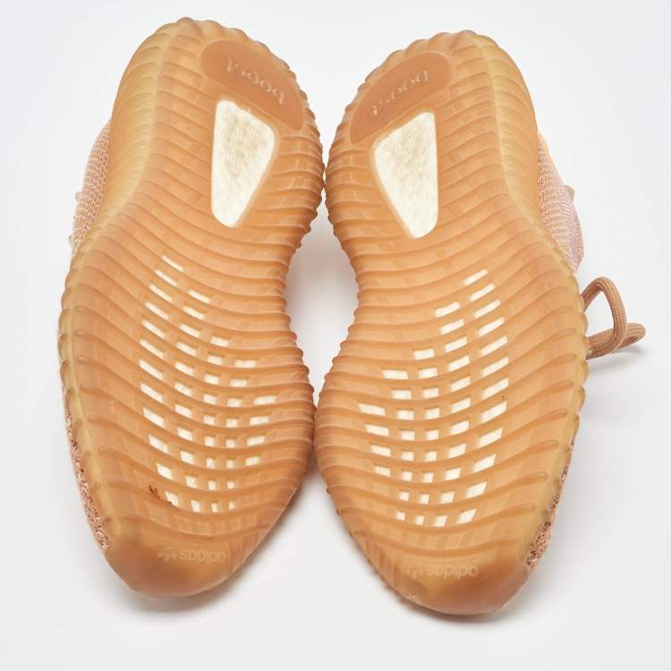 Pre Owned Yeezy x Adidas Orange Knit Fabric Boost 350 V2 Clay Sneakers Size 36