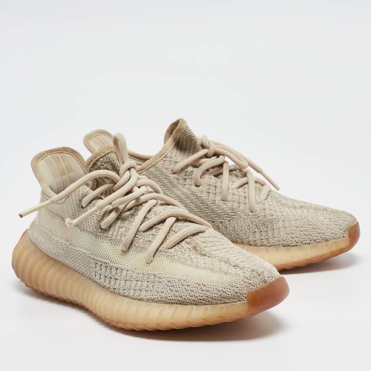 Pre Owned Yeezy x Adidas Pale Green Knit Fabric Boost 350 V2 Citrin (Non Reflective) Sneakers Size 37 1/3