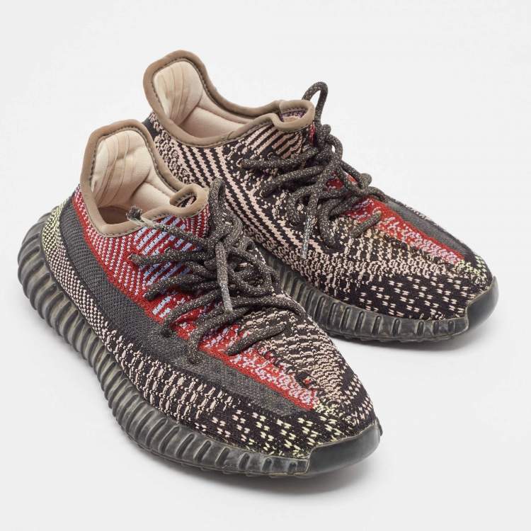Pre Owned Yeezy x Adidas Multicolor Knit Fabric Boost 350 V2 Yecheil (Non-Reflective) Sneakers Size 38