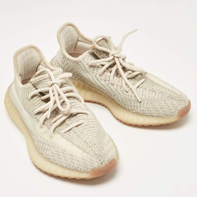 مملوكة مسبقًا Yeezy x Adidas Grey Knit Fabric Boost 350 V2 NR Sneakers Size 38