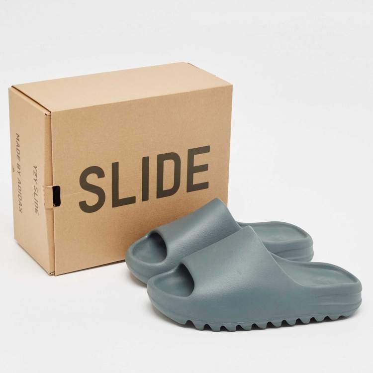 Pre Owned Yeezy x Adidas Grey Rubber Foam Slate Grey Slides Size 39