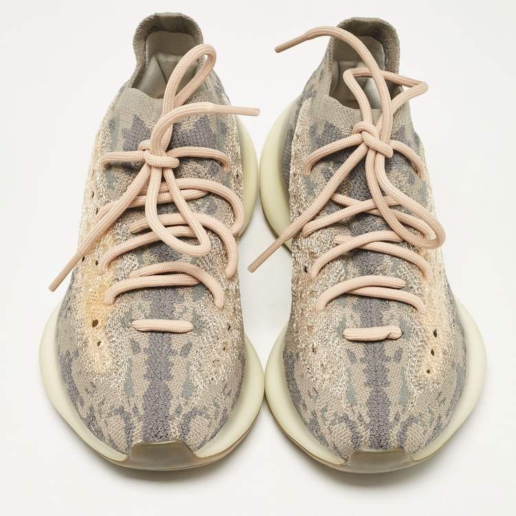 Pre Owned Yeezy x Adidas Grey/Beige Knit Fabric Boost 380 Mist Sneakers Size 38