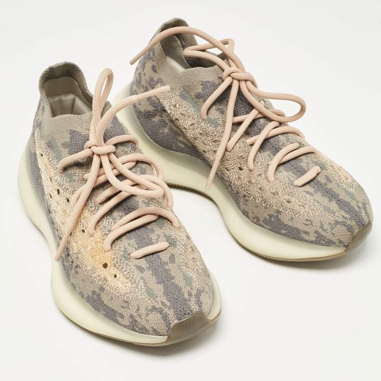 Pre Owned Yeezy x Adidas Grey/Beige Knit Fabric Boost 380 Mist Sneakers Size 38