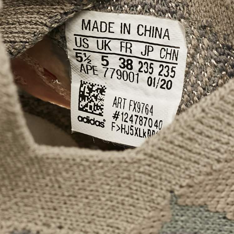 Pre Owned Yeezy x Adidas Grey/Beige Knit Fabric Boost 380 Mist Sneakers Size 38