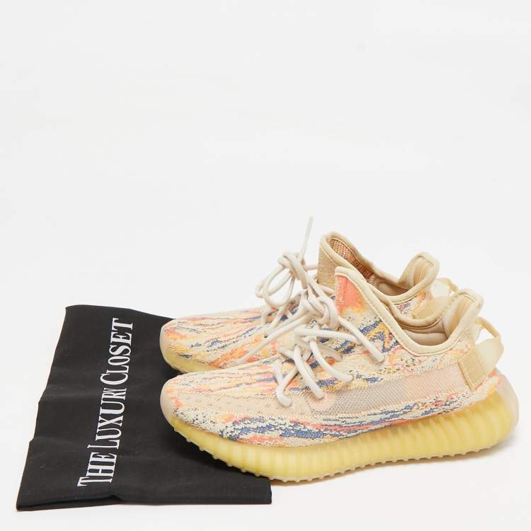 Pre Owned Yeezy x Adidas Multicolor Knit Fabric Boost 350 V2 Mx-Oat  Sneakers Size 36 1/3