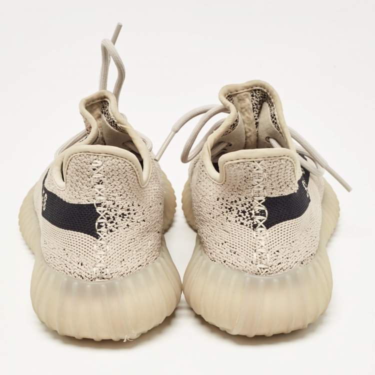 Pre Owned Yeezy x Adidas Grey/Black Knit Fabric Boost 350 V2 Slate Sneakers Size 38 2/3