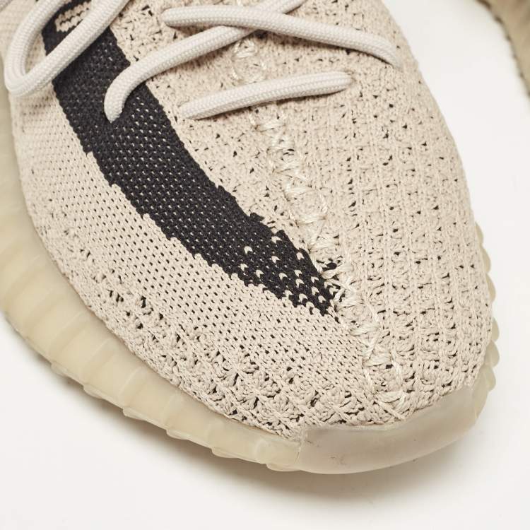 Pre Owned Yeezy x Adidas Grey/Black Knit Fabric Boost 350 V2 Slate Sneakers Size 38 2/3