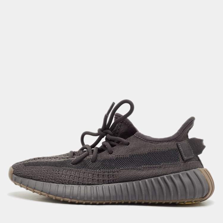 Pre Owned Yeezy x Adidas Black Knit Fabric Boost 350 V2 Cinder Sneakers Size 38