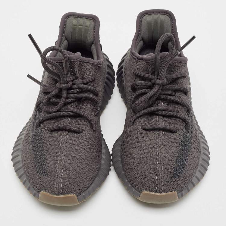 Pre Owned Yeezy x Adidas Black Knit Fabric Boost 350 V2 Cinder Sneakers Size 38
