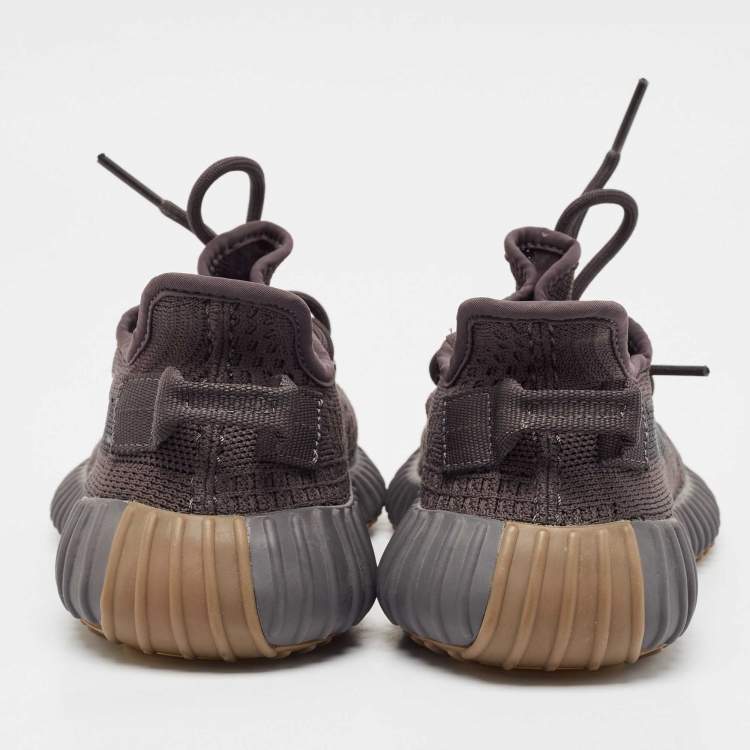Pre Owned Yeezy x Adidas Black Knit Fabric Boost 350 V2 Cinder Sneakers Size 38
