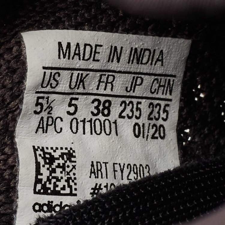 Pre Owned Yeezy x Adidas Black Knit Fabric Boost 350 V2 Cinder Sneakers Size 38