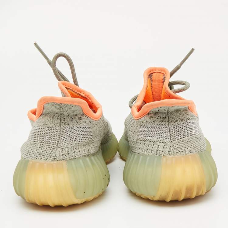 Pre Owned Yeezy x Adidas Grey Knit Fabric Boost 350-V2 Desert Sage Sneakers Size 38
