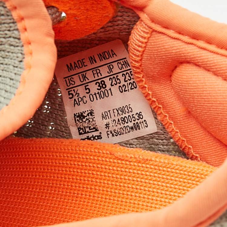 Pre Owned Yeezy x Adidas Grey Knit Fabric Boost 350-V2 Desert Sage Sneakers Size 38
