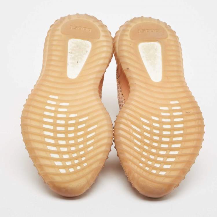 Pre Owned Yeezy x Adidas Peach Knit Fabric Boost 350 V2 Clay Sneakers Size 39 1/3