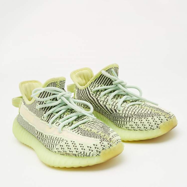 مملوكة مسبقًا Yeezy x Adidas Green Knit Fabric Boost 350 V2 Yeezreel (non reflective) Sneakers Size 38