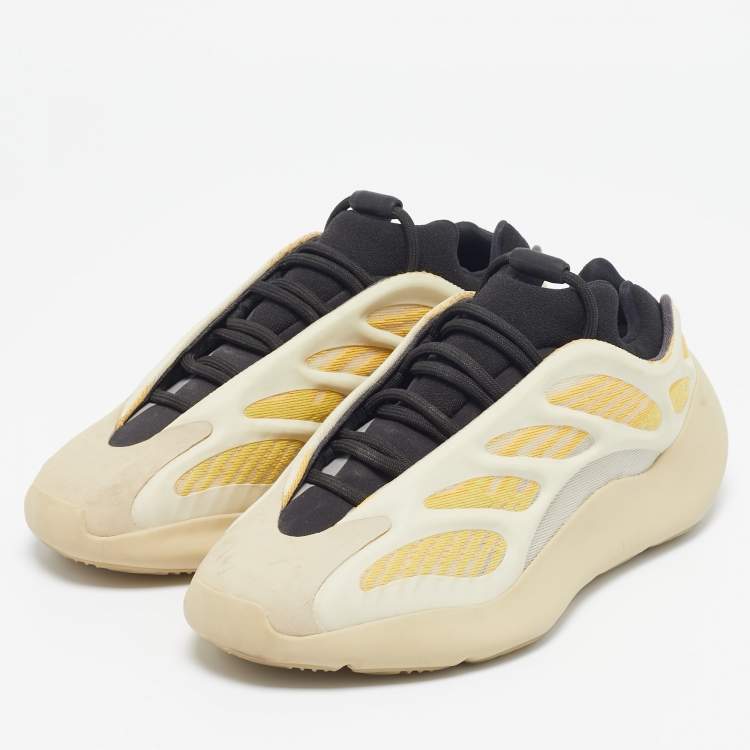 Pre Owned Yeezy x Adidas Beige/Yellow Mesh And Polyurethane 700 V3 Safflower Sneakers Size 39 1/3