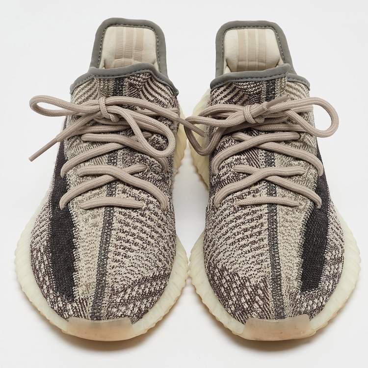 مملوكة مسبقًا Yeezy x Adidas Brown/White Knit Fabric Boost 350 V2 Zyon Sneakers Size 39 1/3 