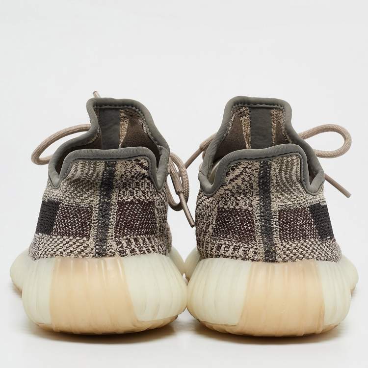 مملوكة مسبقًا Yeezy x Adidas Brown/White Knit Fabric Boost 350 V2 Zyon Sneakers Size 39 1/3 