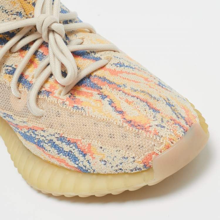 Pre Owned Yeezy x Adidas Multicolor Knit Fabric Boost 350 V2 Mx-Oat Sneakers Size 39 2/3