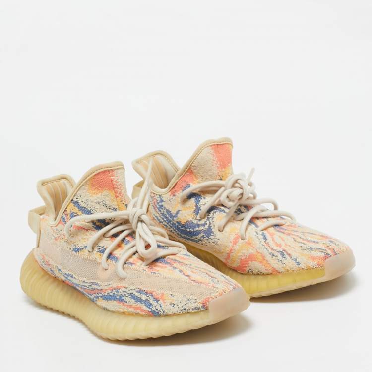 Pre Owned Yeezy x Adidas Multicolor Knit Fabric Boost 350 V2 Mx-Oat Sneakers Size 39 2/3