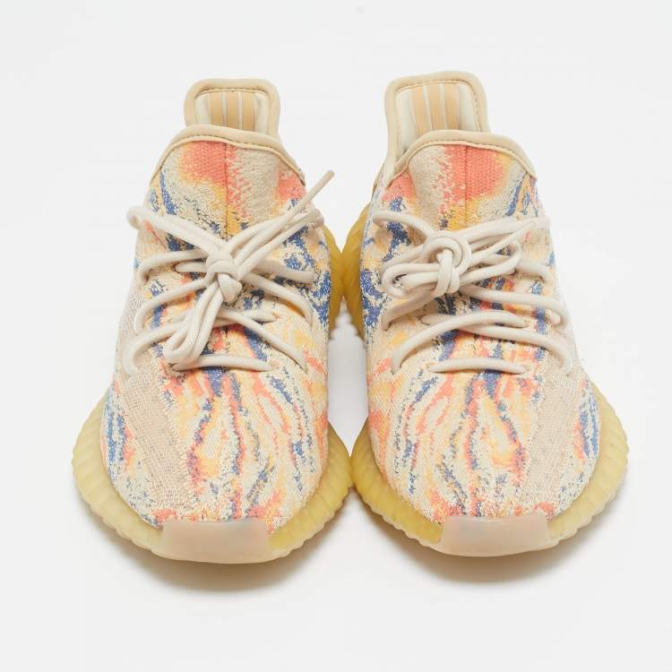 Pre Owned Yeezy x Adidas Multicolor Knit Fabric Boost 350 V2 Mx-Oat Sneakers Size 39 2/3