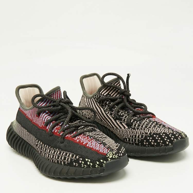 Pre Owned Yeezy x Adidas Multicolor Knit Fabric Boost 350 V2 Yecheil (Non-Reflective) Sneakers Size 39 1/3