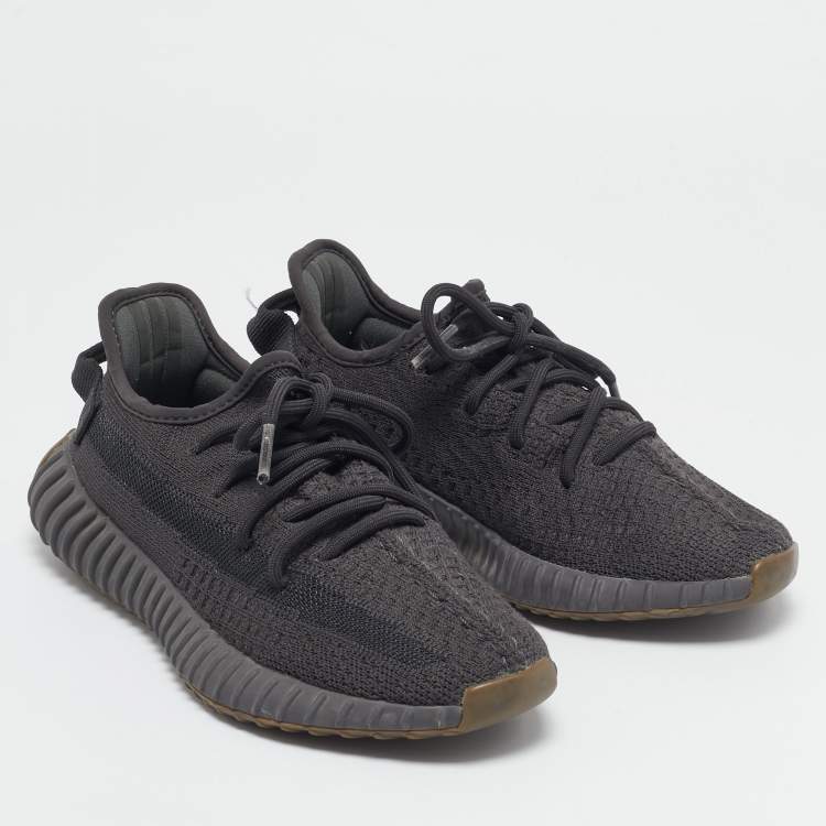 Pre Owned Yeezy x Adidas Black Knit Fabric Boost 350 V2 Cinder Sneakers Size 36 2/3